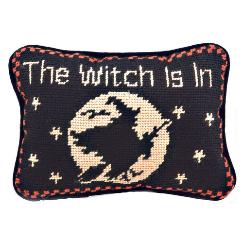 The Witch Is In Needlepoint Throw Pillow