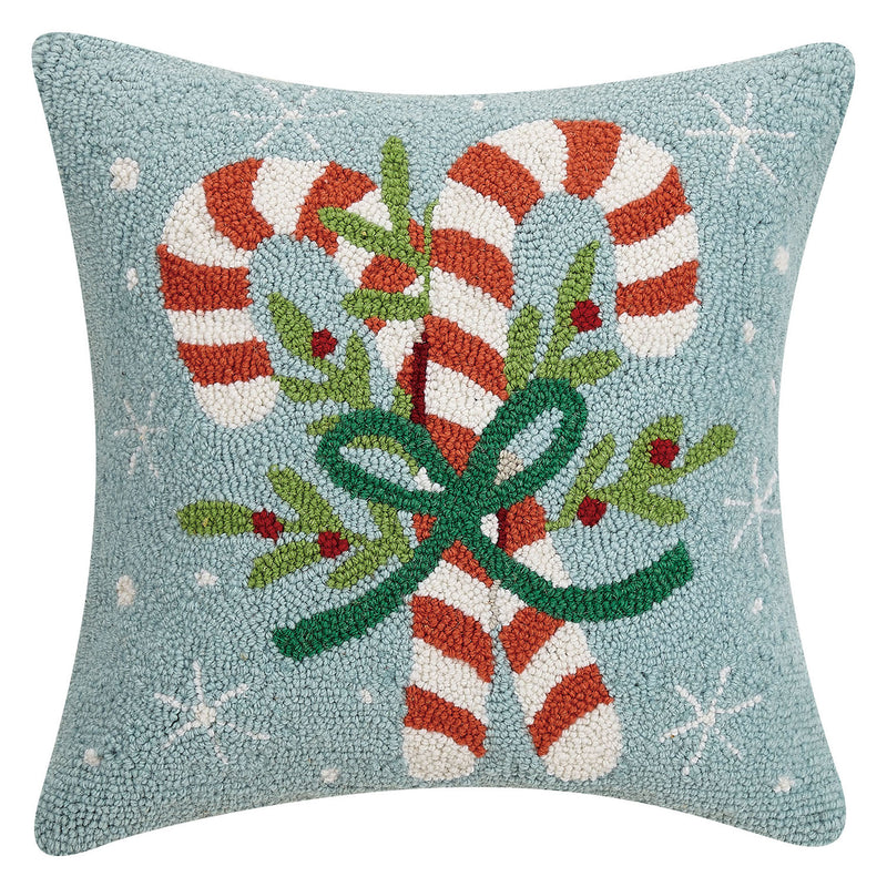 Candy Canes Hook Throw Pillow