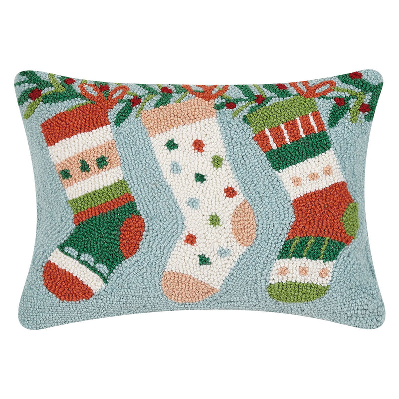 Merry Stockings Hook Throw Pillow