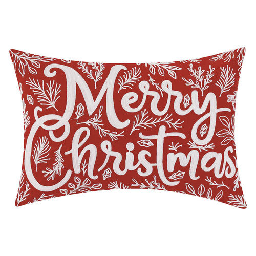 Vintage Merry Christmas Embroidered Throw Pillow