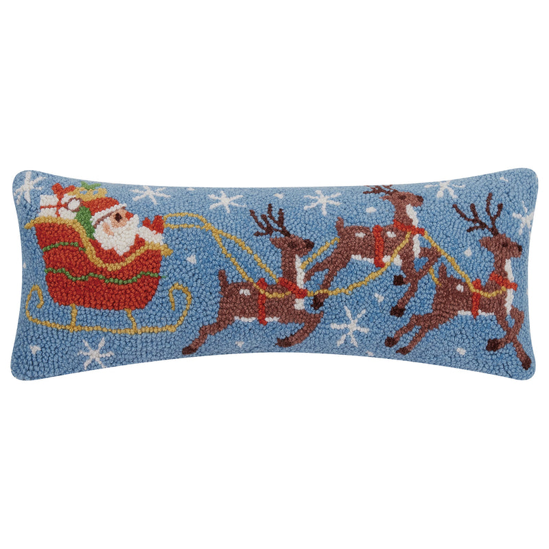 Santa's Reindeer Hook Throw Pillow