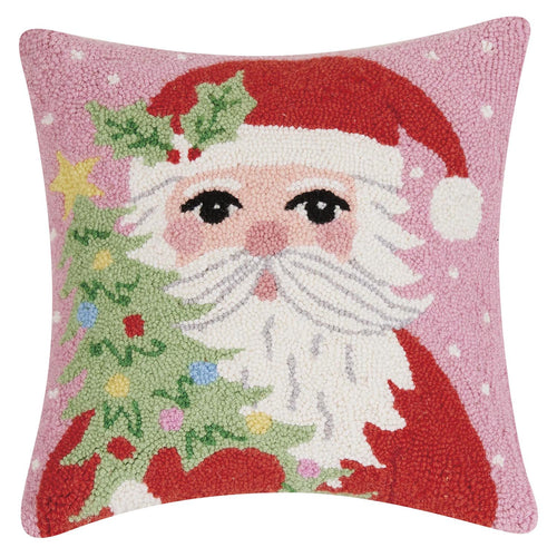 Santa Holding A Tree Hook Throw Pillow