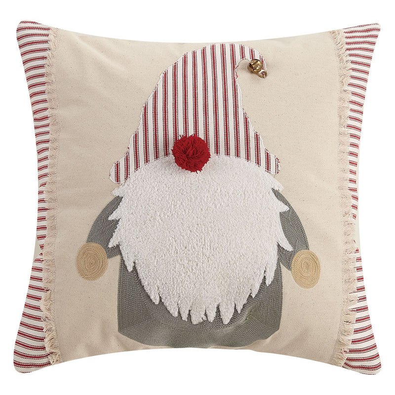 Gnome Embroidered Throw Pillow