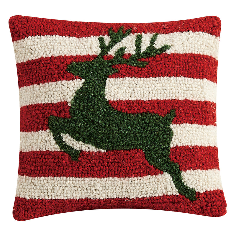 Reindeer With Red Stripes Hook Throw Pillow