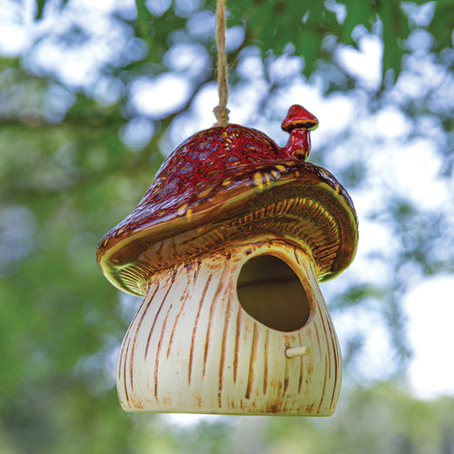 Stoneware Mushroom Birdhouse