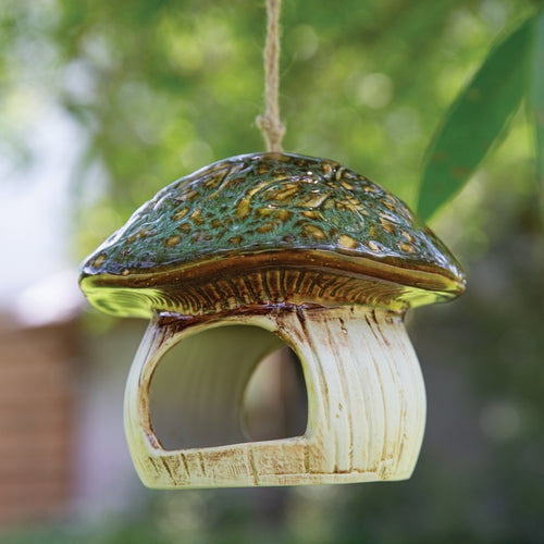 Stoneware Mushroom Birdfeeder
