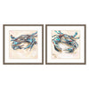 Wang Blue and Red Crab Framed Art Set of 2