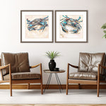 Wang Blue and Red Crab Framed Art Set of 2