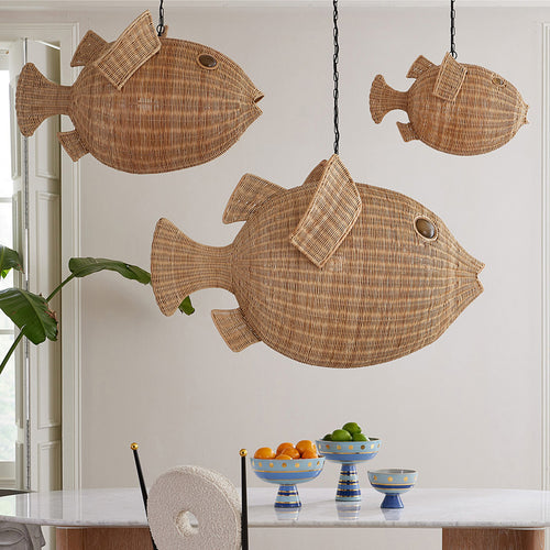 Jonathan Adler Wicker Blowfish Pendant