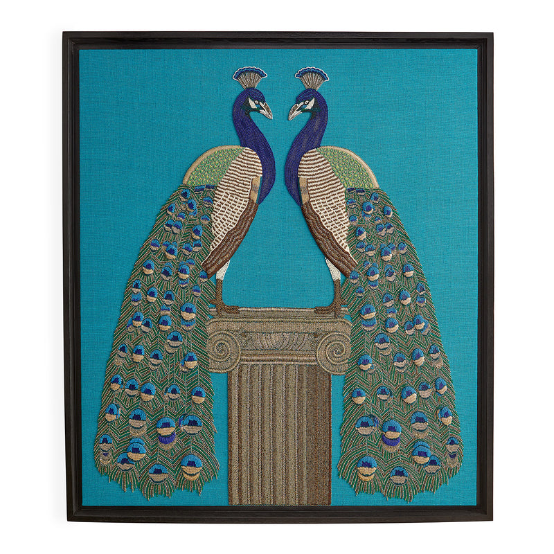 Jonathan Adler Peacock Beaded Artwork