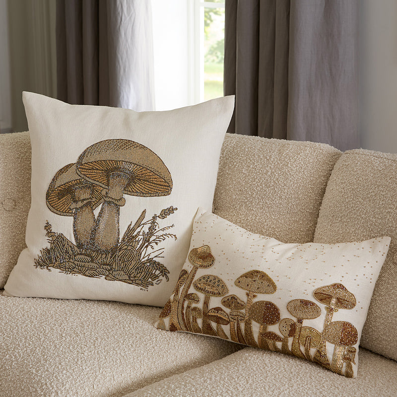 Jonathan Adler Botanist Mushroom Field Beaded Pillow