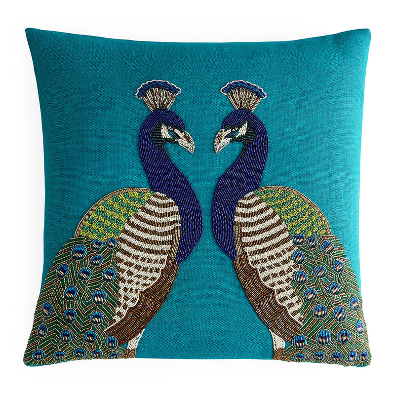 Jonathan Adler Peacock Beaded Pillow