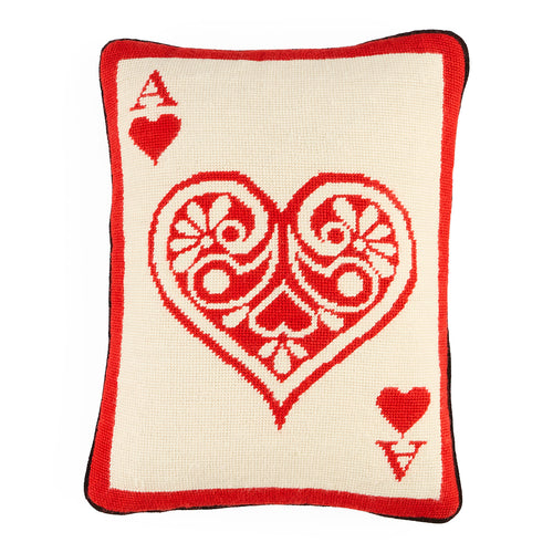 Jonathan Adler Ace of Hearts Needlepoint Pillow