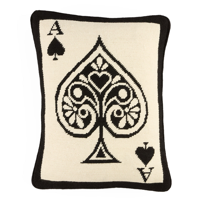 Jonathan Adler Ace of Spades Needlepoint Pillow