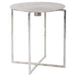 Raw Silver Spiral Top Accent Table