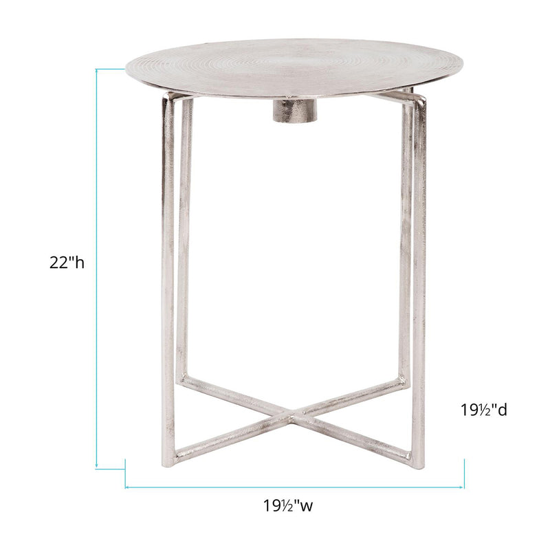 Raw Silver Spiral Top Accent Table