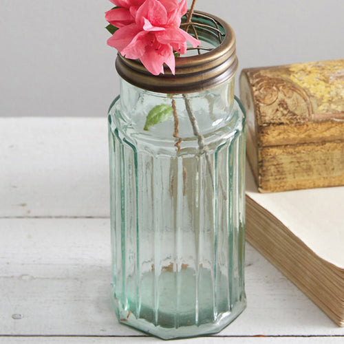 Flower Frog with Recycled Glass Jar