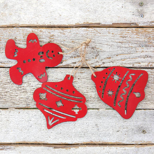 Gingerbread and Bells Ornament Set of 3