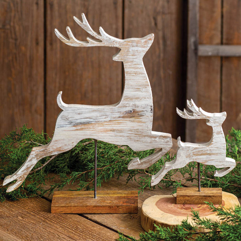 Reindeer Wooden Sculpture Set of 2