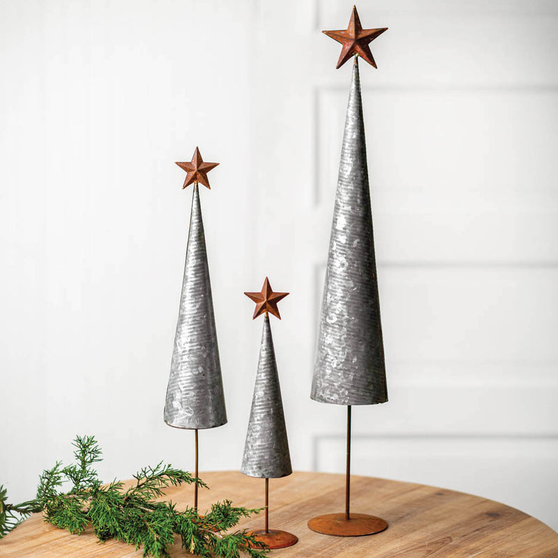 Cone Shaped Tree Sculpture Set of 3