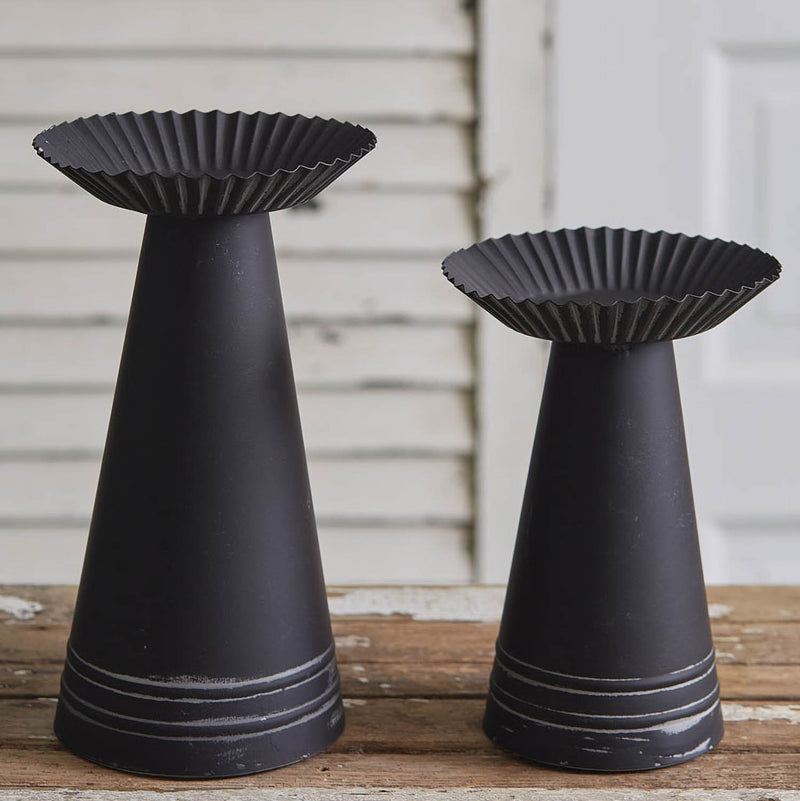 Corrugated Pillar Candle Holder Set of 2