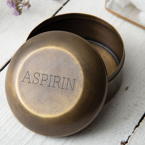 Antique Brass Aspirin Pill Box