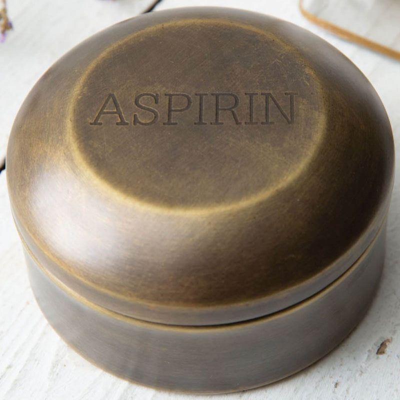 Antique Brass Aspirin Pill Box