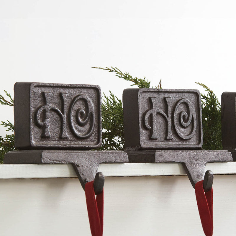 Cast Iron Ho Ho Ho Stocking Holder Set of 3