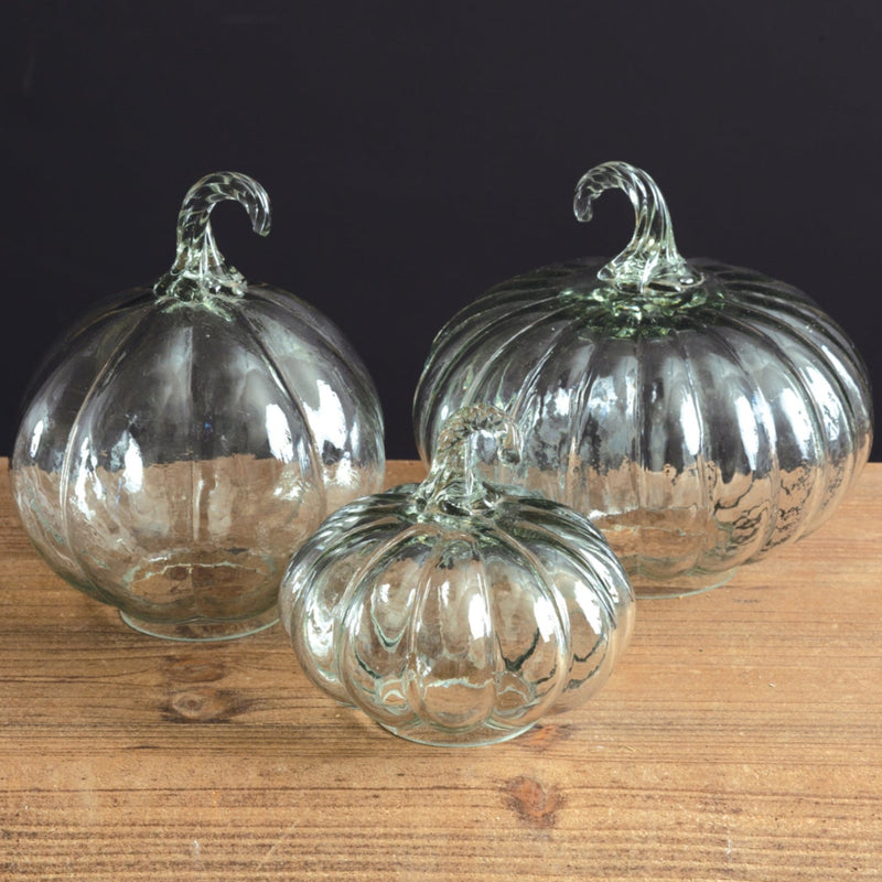 Glass Pumpkin Sculpture Set of 3