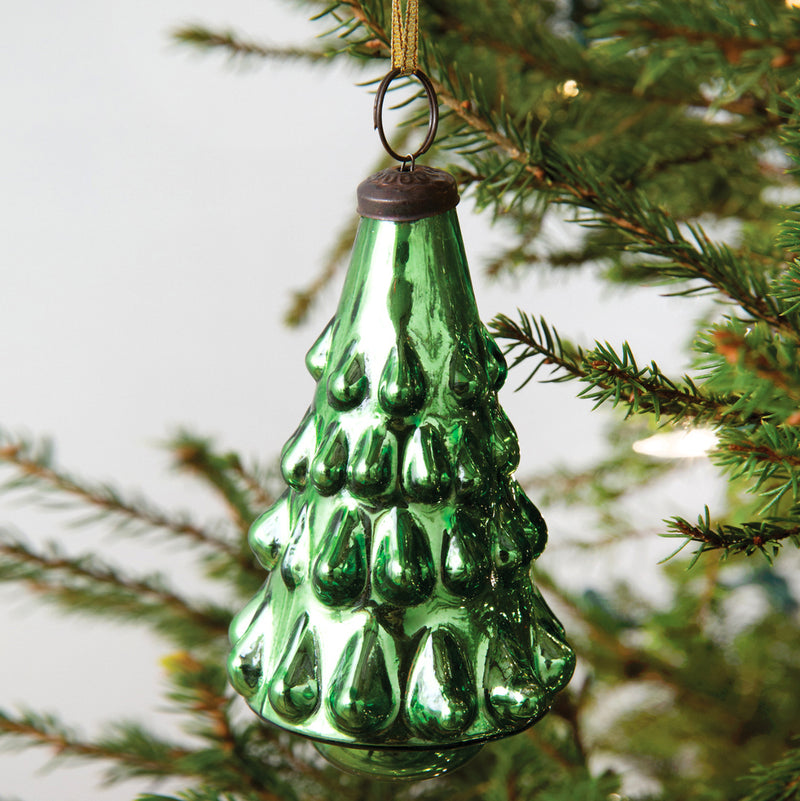 Christmas Tree Mercury Glass Ornament Set of 4