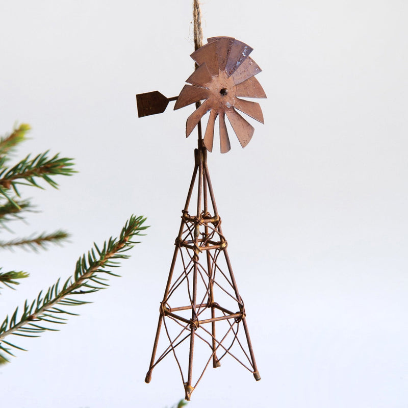 Rustic Windmill Ornament Set of 4