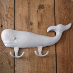 Whale Whitewashed Cast Iron Hooks