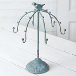 Verdigris Jewelry Display with Metal Songbird