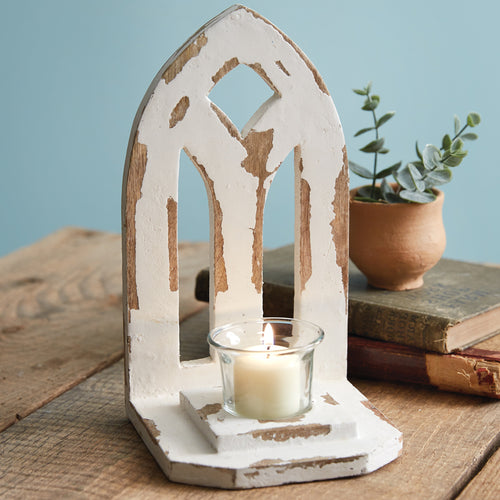 Distressed Arch Votive Candle Holder