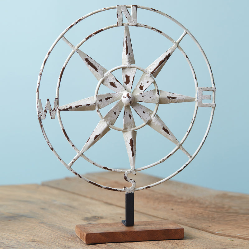 Compass Distressed Tabletop Sculpture