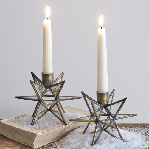 Moravian Star Taper Candle Holder Set of 2