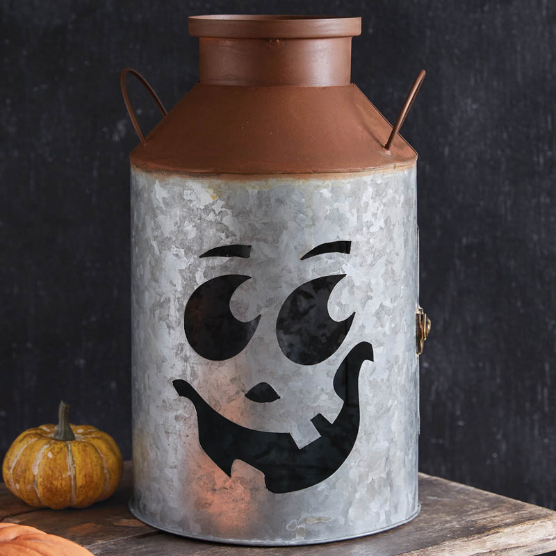 Jack-O-Lantern Milk Can Candleholder