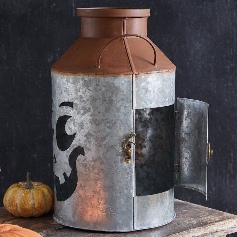 Jack-O-Lantern Milk Can Candleholder