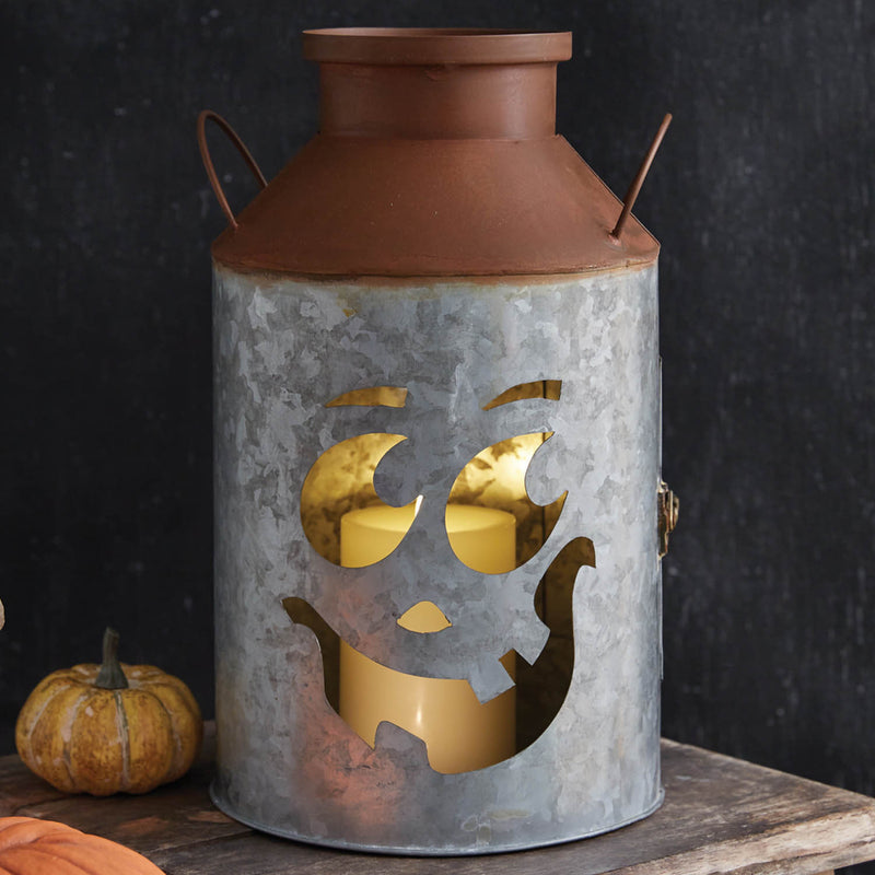 Jack-O-Lantern Milk Can Candleholder