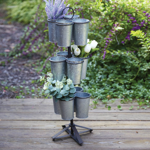 Twelve Pail Rustic Flower Holder