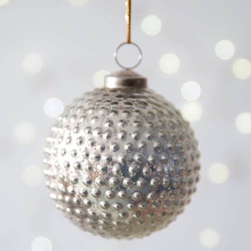 Hobnail Mercury Glass Ornament Set of 4