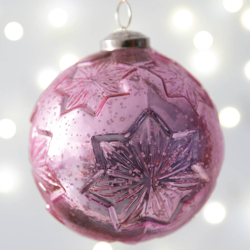 Snowflake Mercury Glass Ornament Set of 4