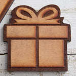 Christmas Present Wood Burned Coaster Set of 4