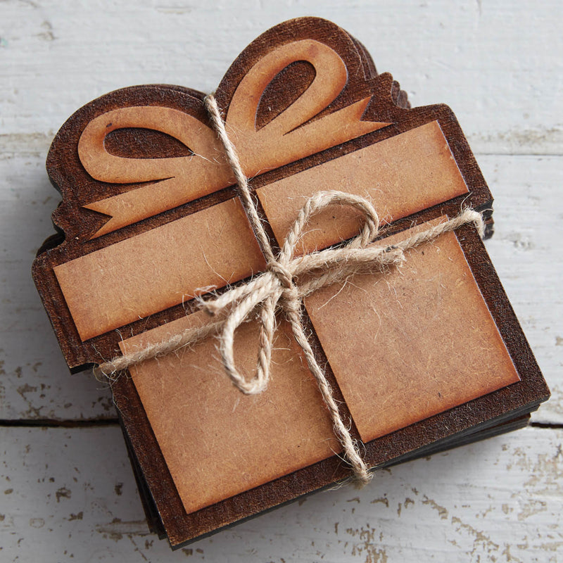 Christmas Present Wood Burned Coaster Set of 4