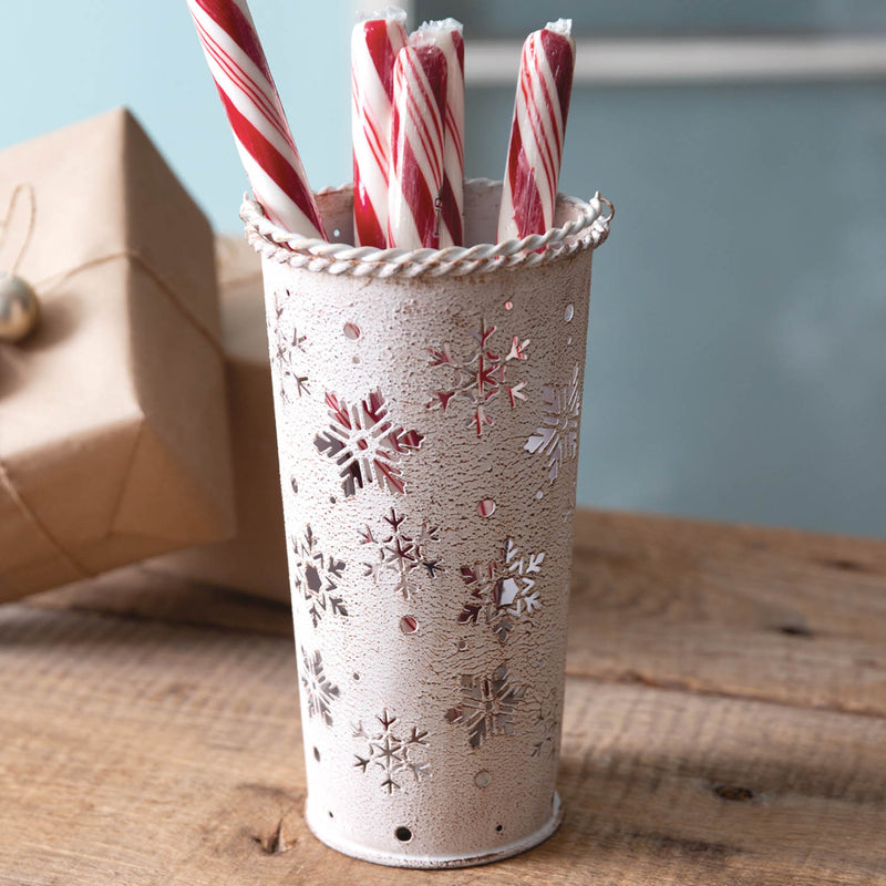 Punched Snowflake Skinny Vase