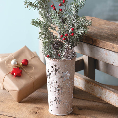 Punched Snowflake Skinny Vase