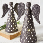 Pressed Tin Tabletop Angel Sculpture Set of 2