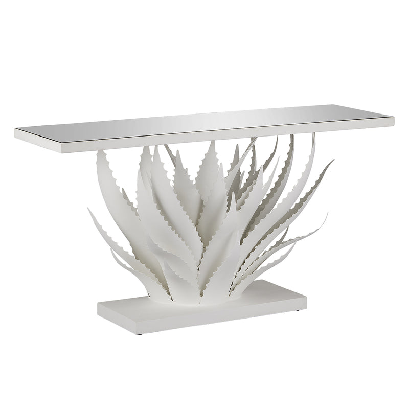 Currey & Co Agave White Console Table