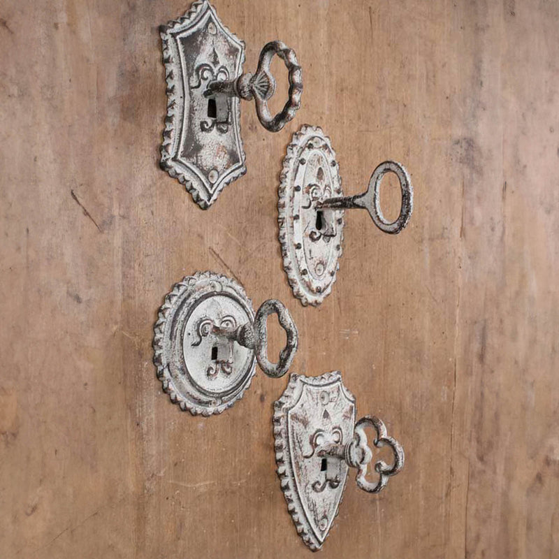 Vintage Key Metal Hook Set of 4