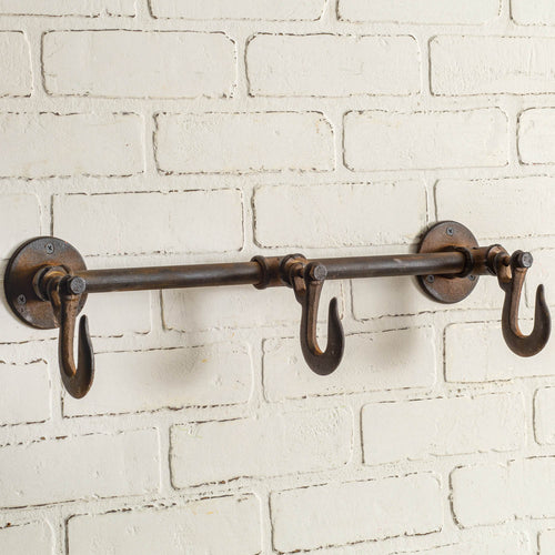 Industrial Three Hook Wall Rack